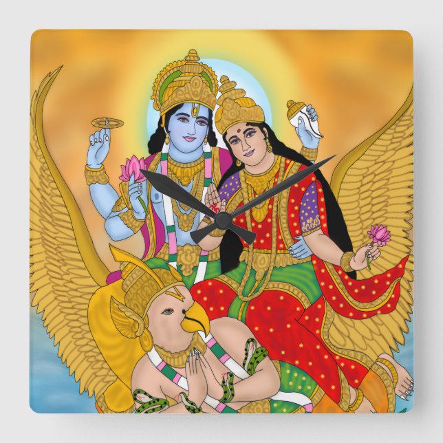 Horloge Carrée Lakshmi Narayan Clock – Divine Wall Decor & Home D (Recto)
