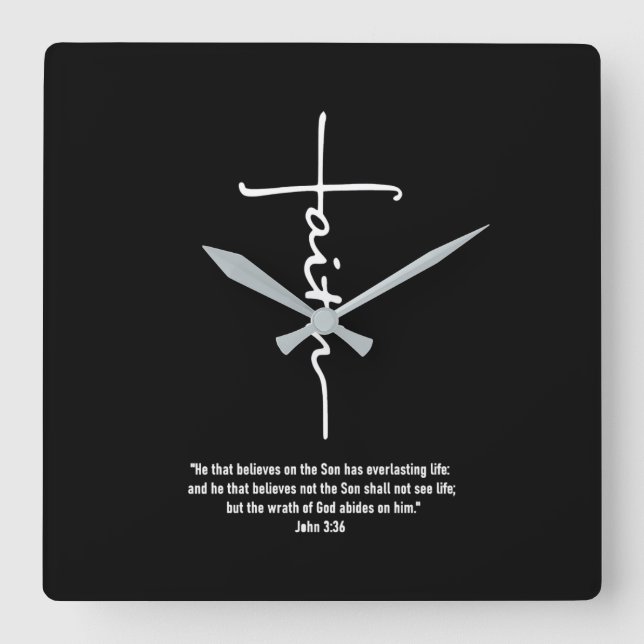 Horloge Carrée L'Amour de Jésus| Croix de la foi Jésus-chrétien D (Recto)