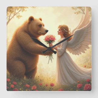 Horloge Carrée L'amour de l'ours
