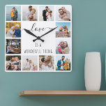 Horloge Carrée L'amour est une merveilleuse chose Citation 12 Pho<br><div class="desc">Photo clock avec une joyeuse citation et 12 de vos photos préférées de famille et d'amis. Le modèle photo est mis en place pour vous de créer votre propre collage photo de style grille pour encadrer la citation dit "l'amour est une chose merveilleuse". Le design est écrit dans un élégant...</div>