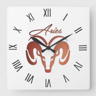 Horloge Carrée Lance le verre Zodiac de bélier