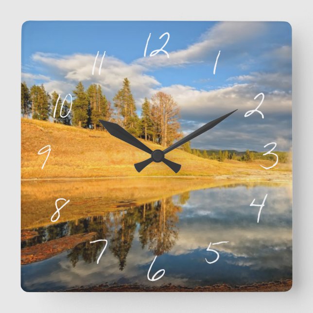 Horloge Carrée Landscape of Yellowstone (Recto)