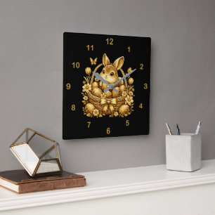 Horloge Carrée lapin de Pâques