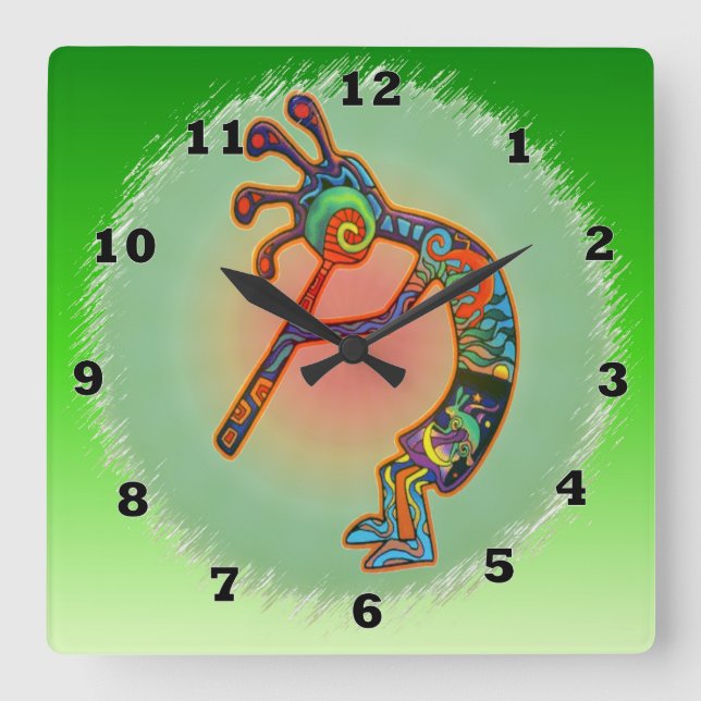 Horloge Carrée Lapin Kokopelli (Recto)