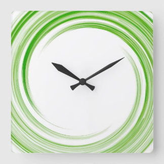 Horloge Carrée L'art Abstrait de la vague verte