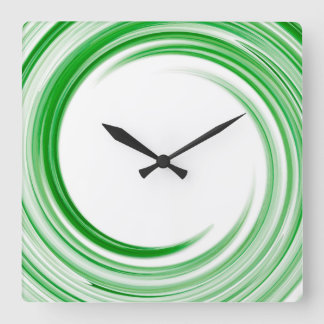 Horloge Carrée L'art Abstrait de la vague verte n° 3