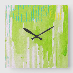Horloge Carrée l'art abstrait vert citron