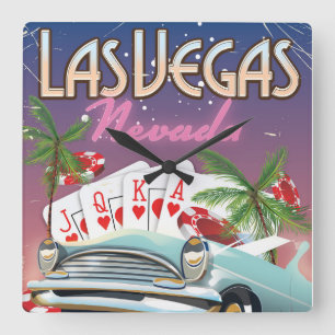 Horloge Carrée Las Vegas vintage style vacation