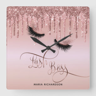 Horloge Carrée Lash Boss Makeup Eyebrow Eyes Lashes Dripping Gold