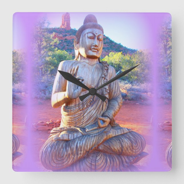 Horloge Carrée lavande aura buddha (Recto)