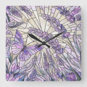 Horloge Carrée Lavender Morning Bliss - Art mosaïque