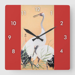 Horloge Carrée le 丹頂鶴, 小原古邨 Rouge-a couronné la grue, Ohara