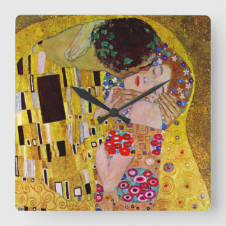 Horloge Carrée Le Baiser de Gustav Klimt, Art Nouveau Vintage