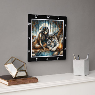 Horloge Carrée Le bois d'oeuvre indigène : l'embrace du reste du