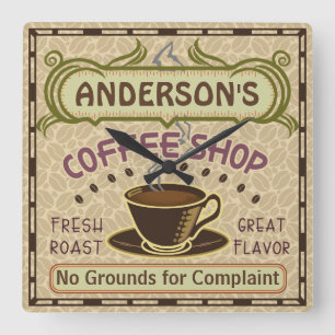 Horloge Carrée Le café-restaurant avec la tasse créent vos