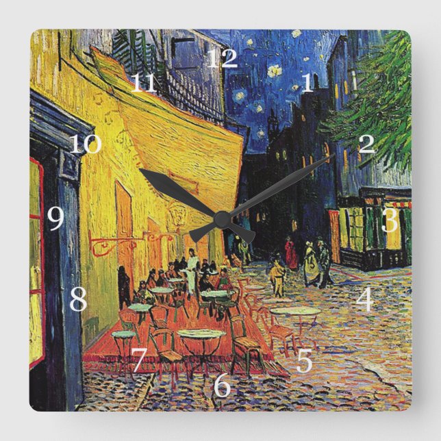 Horloge Carrée Le célèbre tableau de Van Gogh, choix multiples (Recto)