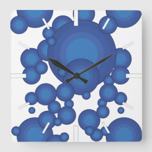 Horloge Carrée Le cercle de style des années Blue 70