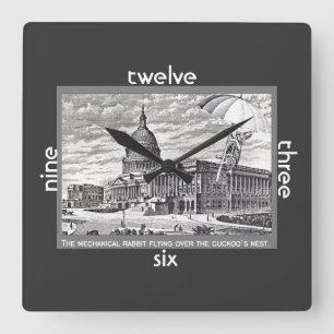 Horloge Carrée Le congrès est lapin mécanique de coucou