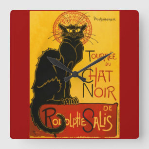 Horloge Carrée Le Conversation Noir Le Chat Noir Art Nouveau Vint