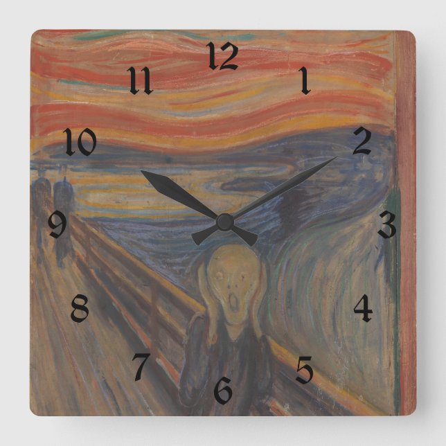 Horloge Carrée Le Cri de la nature par Edvard Munch 1893 (Recto)