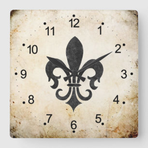 Horloge Carrée Le cru accentue French Fleur De Lis