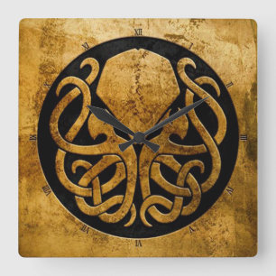 Horloge Carrée Le Cthulhu affamé pendant le temps