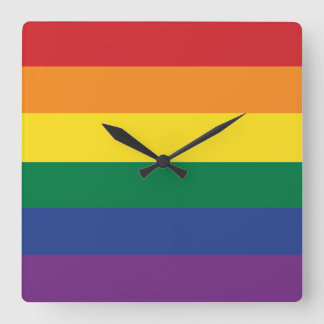 Horloge Carrée Le drapeau arc-en-ciel
