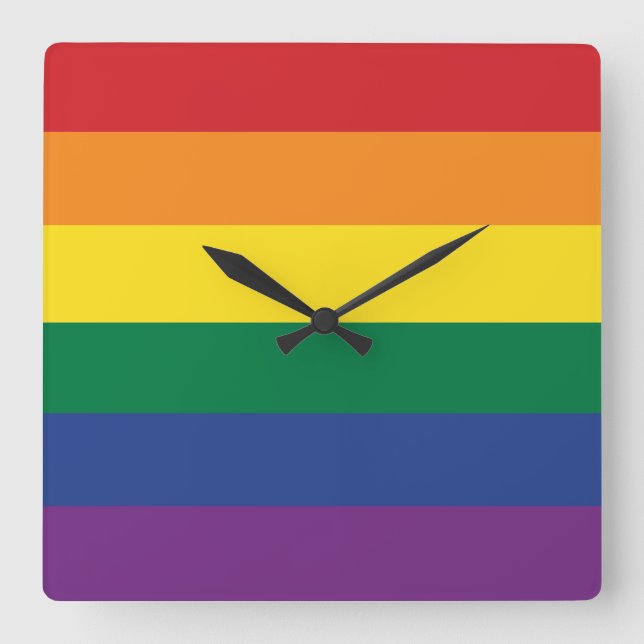 Horloge Carrée Le drapeau arc-en-ciel (Recto)