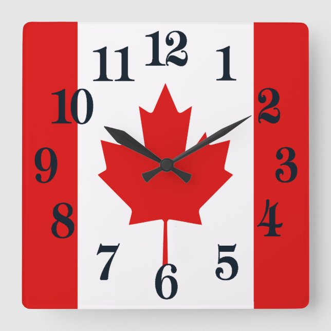 Horloge Carrée Le Drapeau de la Maple Leaf du Canada (Recto)
