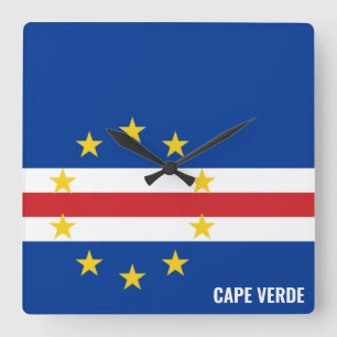 Horloge Carrée Le drapeau du Cap Vert éblouissant patriotique