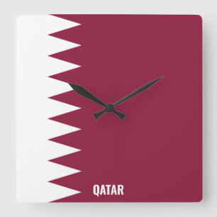 Horloge Carrée Le drapeau national du Qatar patriotique