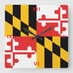 Horloge Carrée Le drapeau officiel de l'état du Maryland