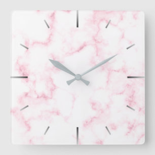 Horloge Carrée le faux moderne élégant de rose en pastel et de