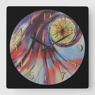 Horloge Carrée Le grand oeil inverse l'horloge arrière