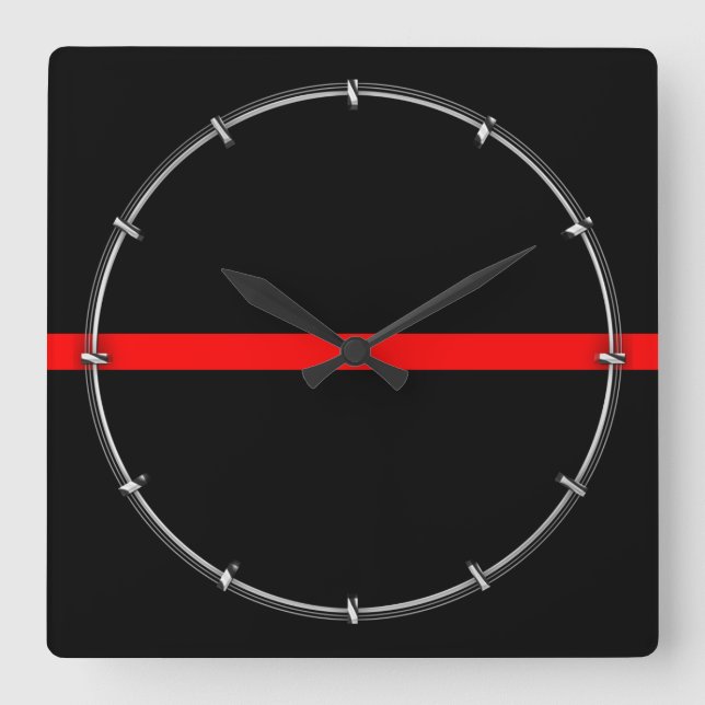 Horloge Carrée Le graphique en ligne rouge mince symbolique sur u (Recto)