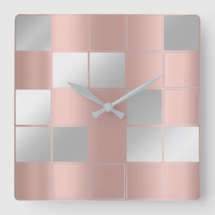 Horloge Carrée Le gris rougissent échiquier la géométrie que