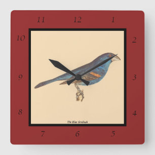Horloge Carrée Le Grosbeak bleu, les oiseaux new-yorkais de James