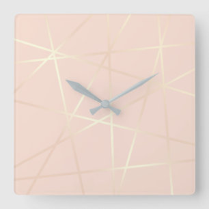 Horloge Carrée Le joli or rose élégant et rougissent géométri