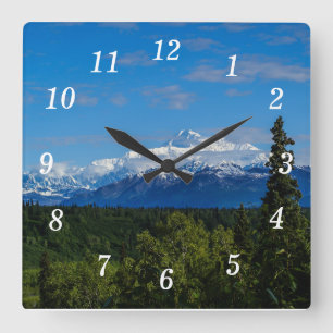 Horloge Carrée Le mont McKinley de l'Alaska
