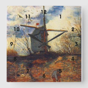 Horloge Carrée Le Moulin de la Galette Van Gogh