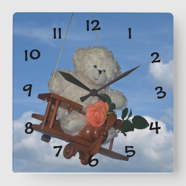 Horloge Carrée Le nounours volant (Recto)