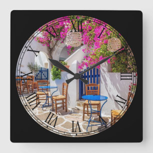 Horloge Carrée Le Patio Parfait Art Art Roman Numéral