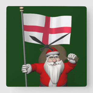 Horloge Carrée Le Père Noël Avec L'Ensigne D'Angleterre