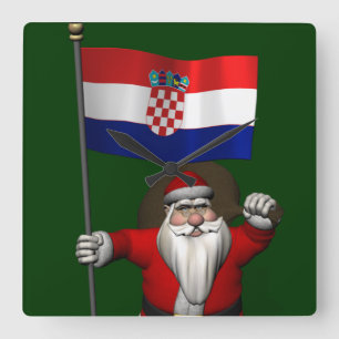 Horloge Carrée Le Père Noël visite la Croatie