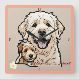 Horloge Carrée "Le pouvoir des animaux de compagnie"