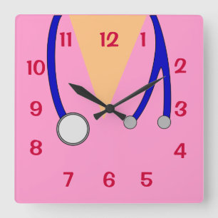 Horloge Carrée Le rose frotte et l'horloge de stéthoscope pour l