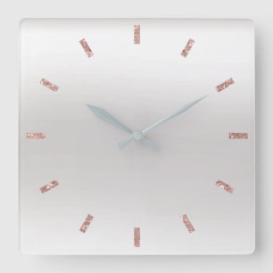 Horloge Carrée Le rose gris d'argent rougissent les parties
