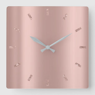 Horloge Carrée Le rose gris d'argent rougissent les parties