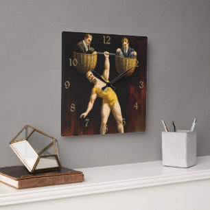 Horloge Carrée Le Sandow Eugen Sandow Vaudeville Weightlifter