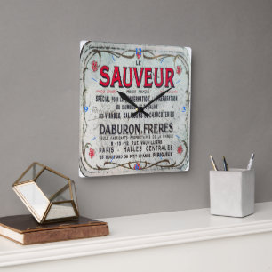 Horloge Carrée Le Sauveur, conservateur de viande vintage.